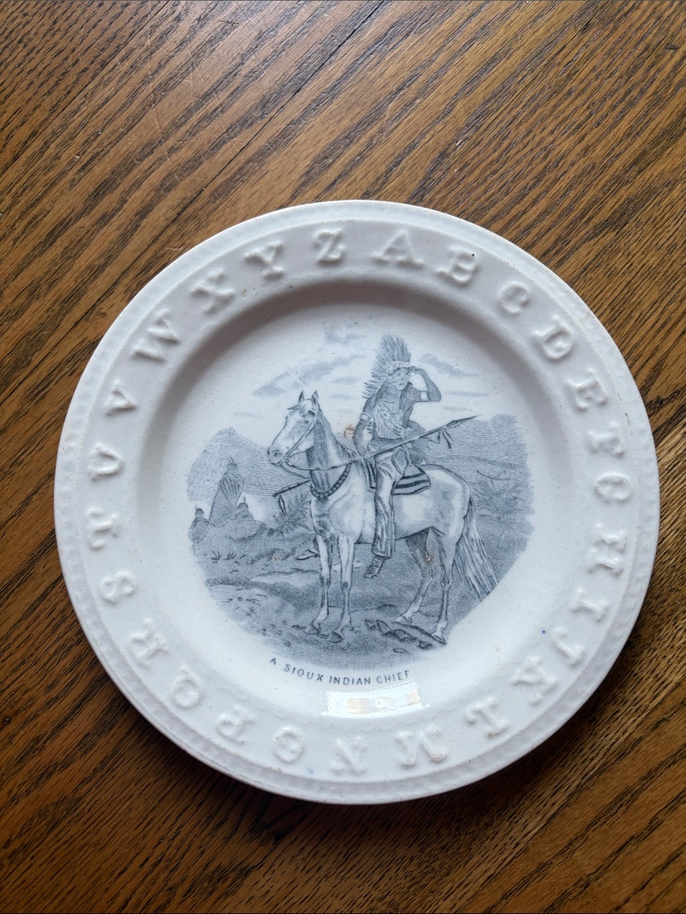 Charles Allerton & sons English vintage Plate with Native American Illustration